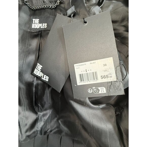 NWT The Kooples Womens Black Cropped Double-Breasted Pleated Blazer EU 38/US 6 - Picture 9 of 14